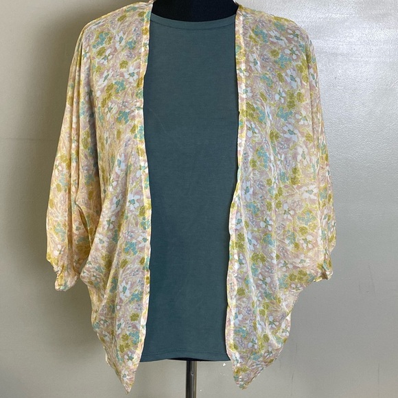 Lauren Conrad Chiffon Topper Cardigan & Green Envelope Tee Unique Sleeve L NWT - Picture 1 of 13